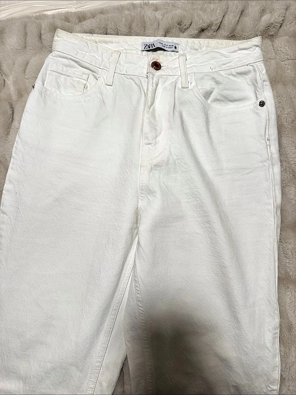 Zara Z1975 Mid-Rise Straight Leg Jeans White